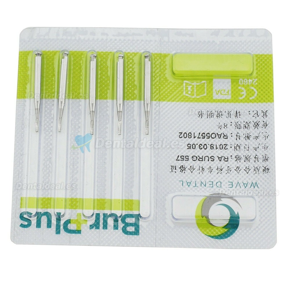 10 Pcs RA longitud quirúrgica 557 fresas fresa de carburo de fisura cónica tipo pestillo dental